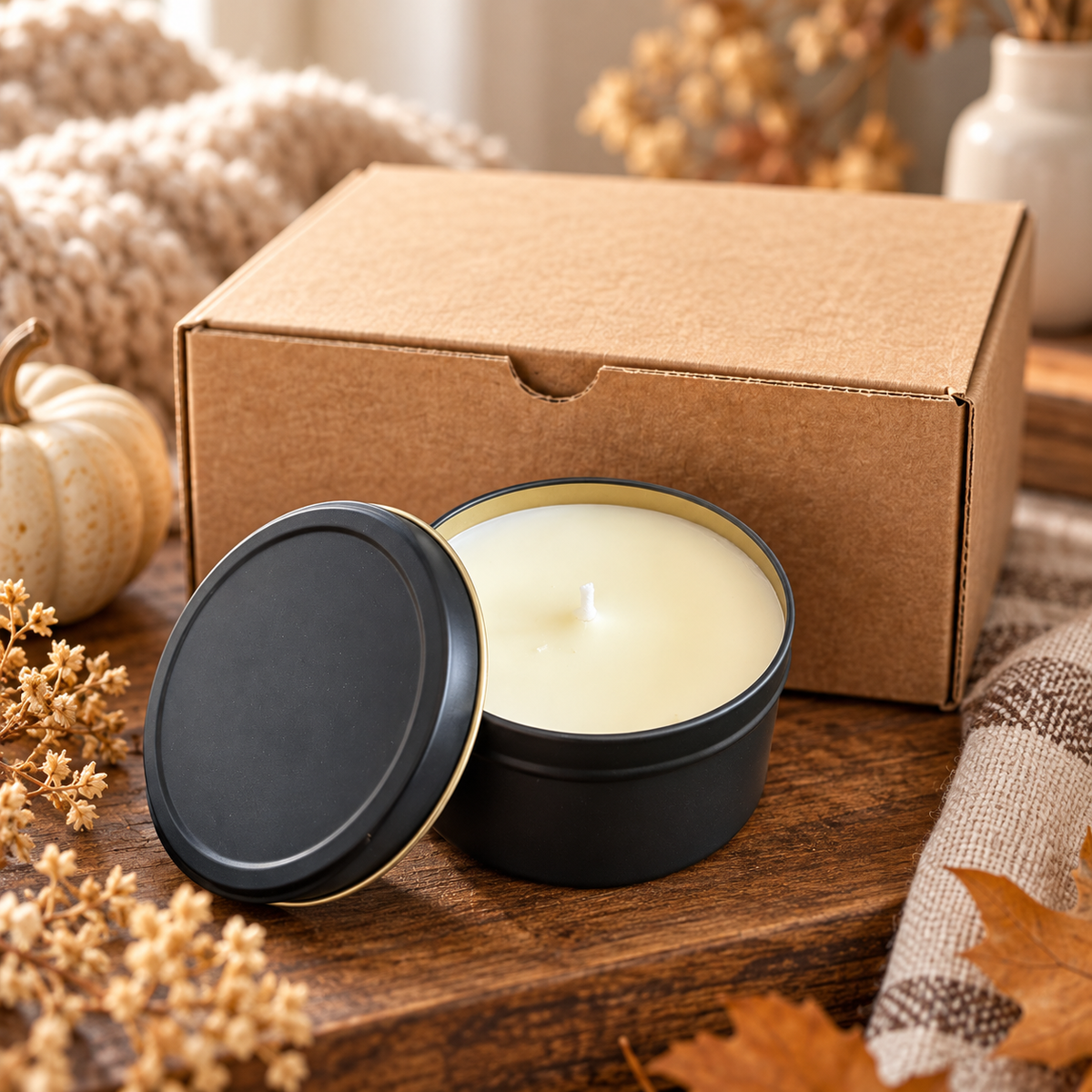 Fall Trio Tin Candle Box