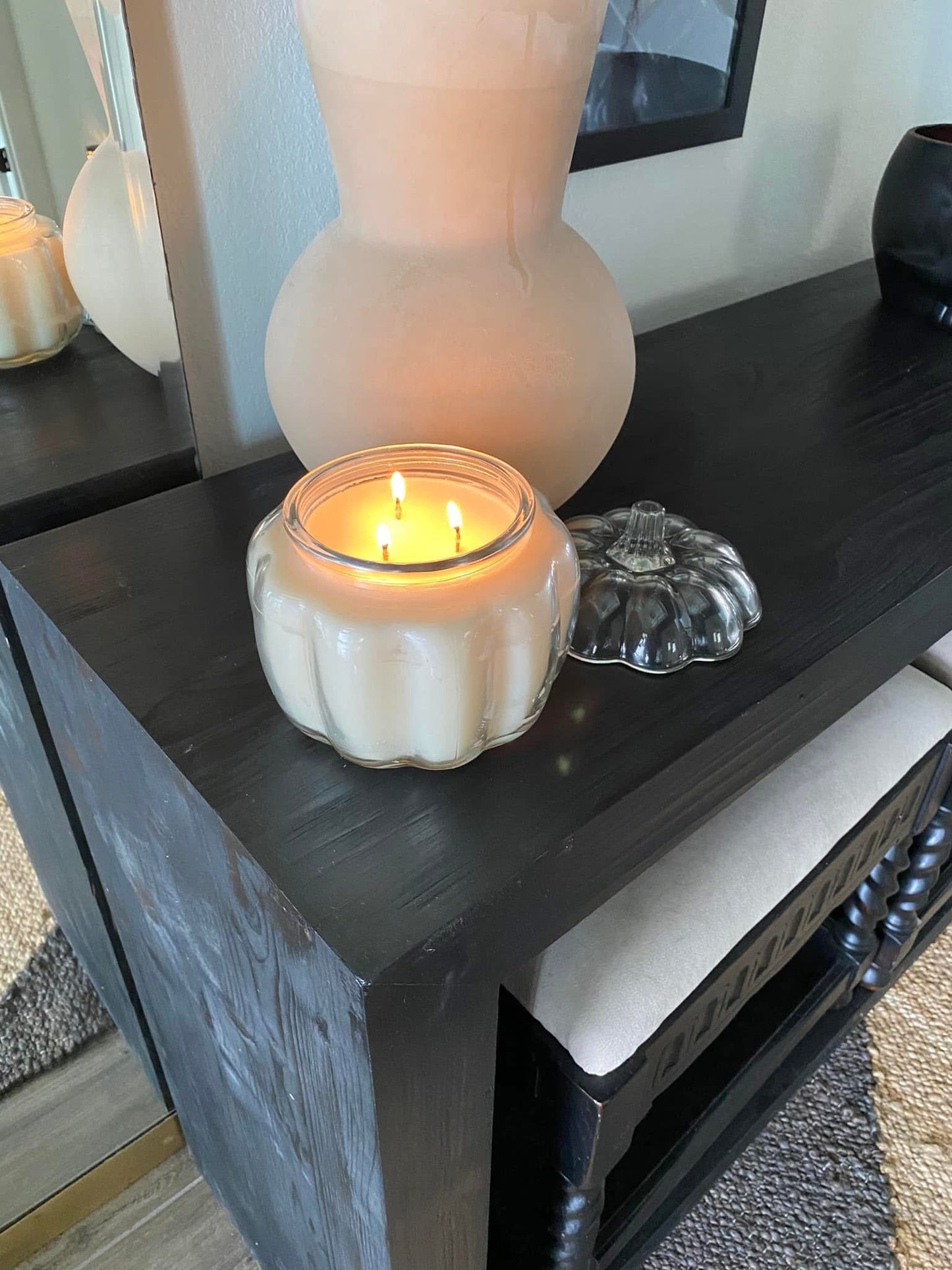 HWCC Glass Pumpkin Candle with Lid
