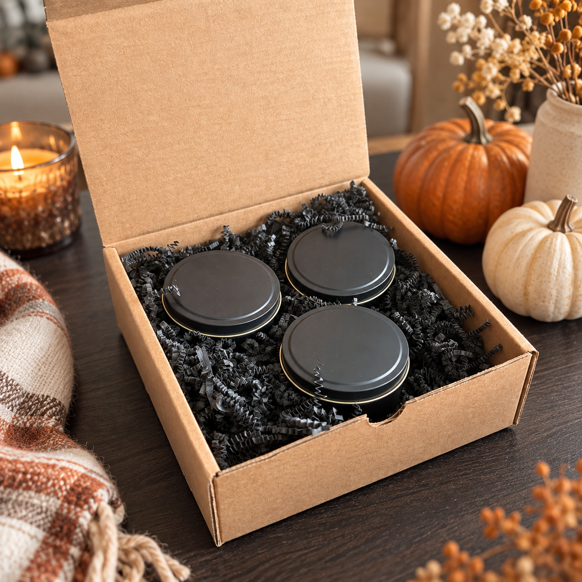 Fall Trio Tin Candle Box
