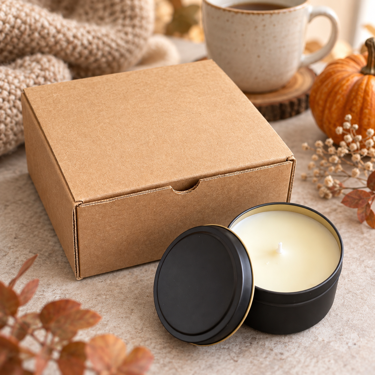 Fall Trio Tin Candle Box