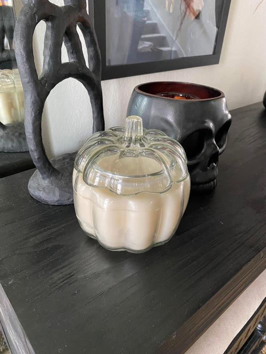 NEW FALL SCENTS- Glass Pumpkin Candle with Lid