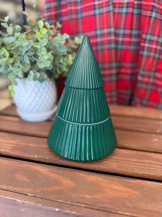 Green Ceramic Tree Candles with Lids